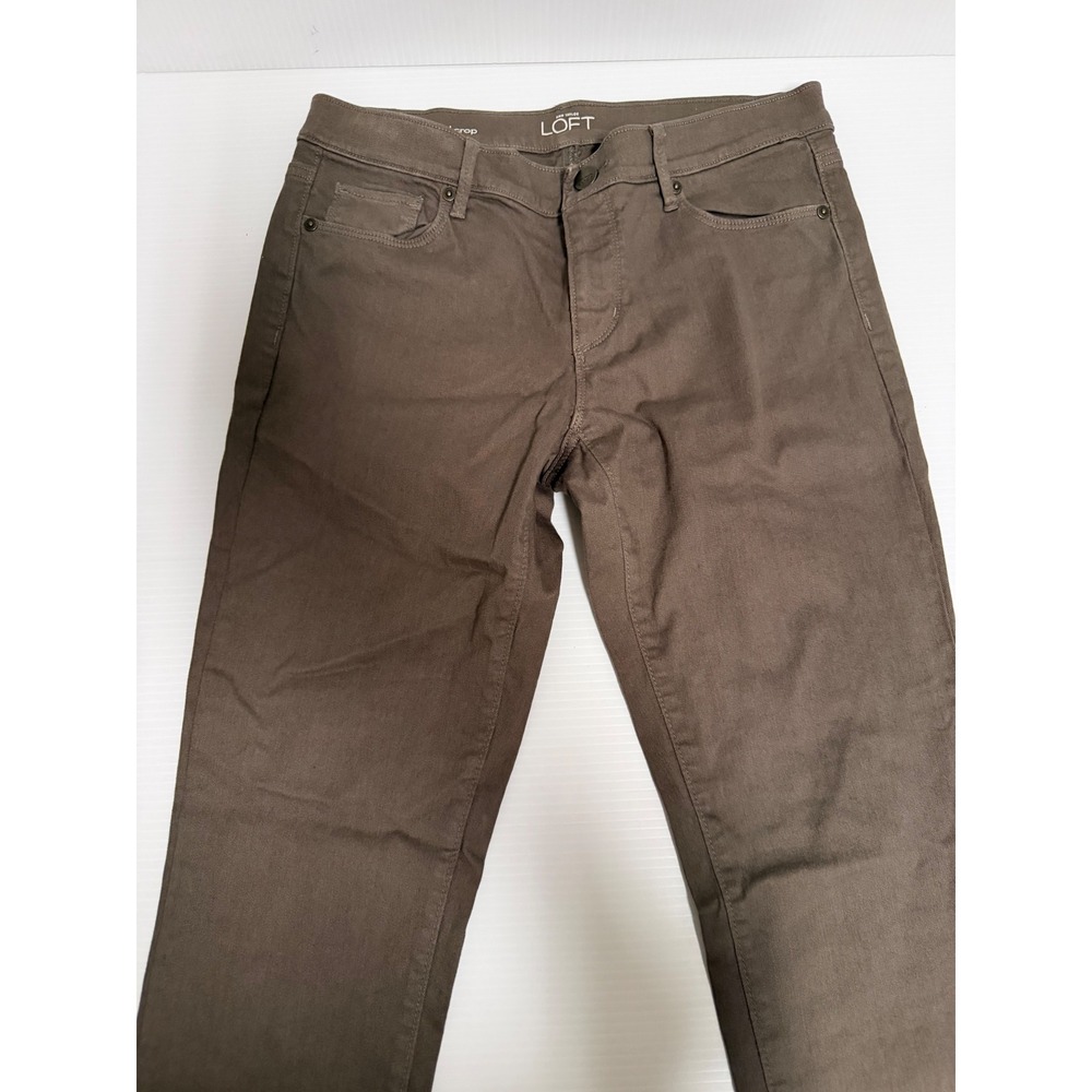 Ann Taylor LOFT Modern Cuffed Crop Pants Brown Olive Size 29/8 Mid Rise Straight